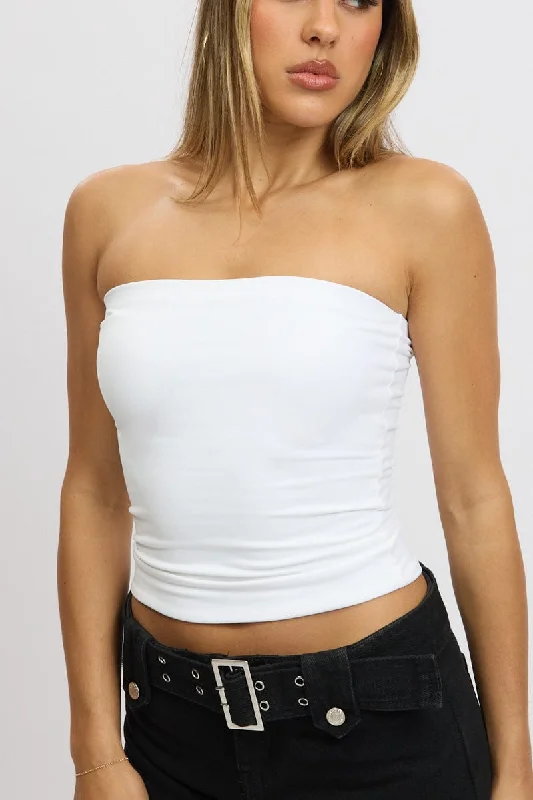 off-the-shoulder women's topsWhite Supersoft Bandeau Top