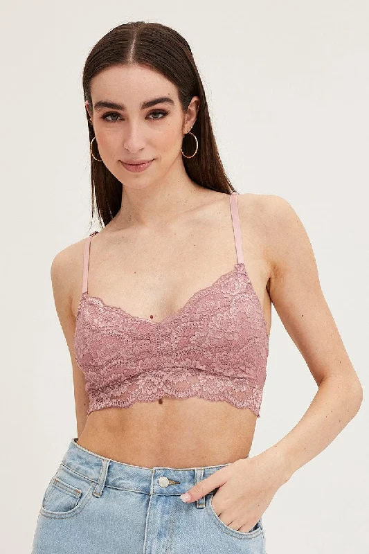 women's tops for those who want to stay cool and chic during warmer weatherPink Bralette Lace