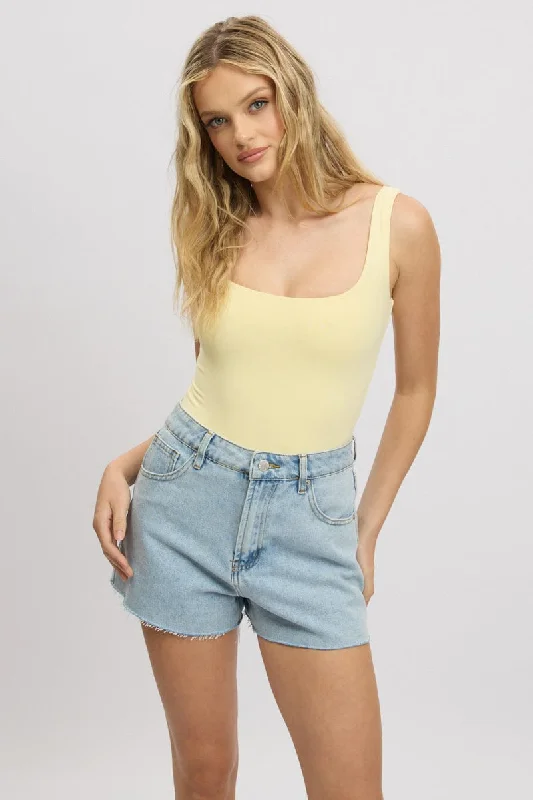 women's tops for those who want to wear pieces that are both functional and fashionableYellow Square Neck Bodysuit Supersoft