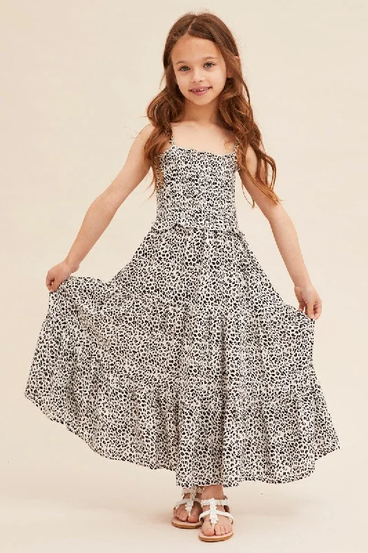 long-sleeved women's topsPrint Kids Midi Dress Singlet Tiered