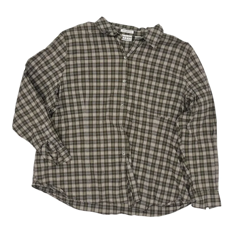 women's tops for those who appreciate subtle and muted tonesTop Ls By Villager By Liz Claiborne In Plaid Pattern, Size:3X