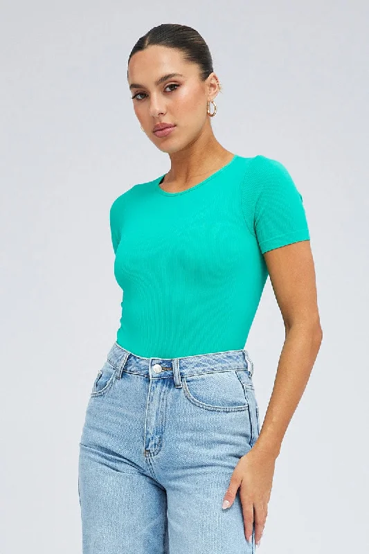 women's tops for those who want to add a touch of elegance and sophistication to their everyday wearJade Bodysuit Short sleeve Crew neck Seamless