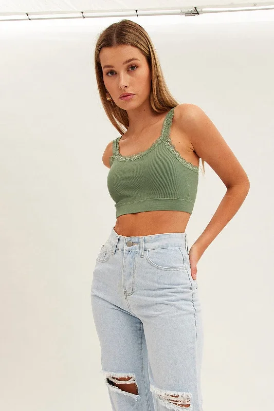 women's tops for summer festivalsGreen Bralette Top Seamless