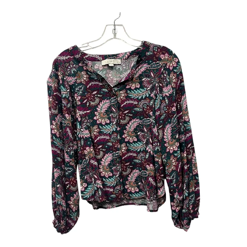 women's tops for those who want to stay warm and stylish during colder weatherTop Ls By Loft In Green & Purple, Size:Mp