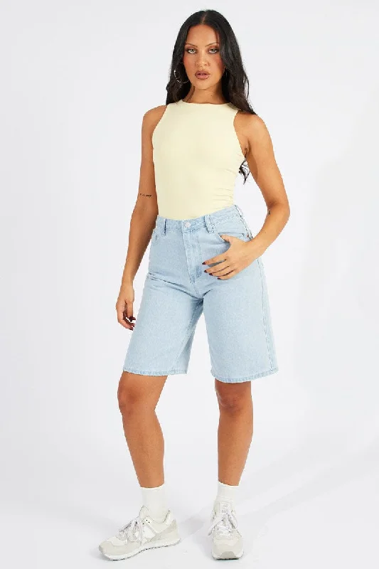 women's tops for those who want to create outfits that are both trendy and timelessYellow Supersoft Bodysuit Sleeveless