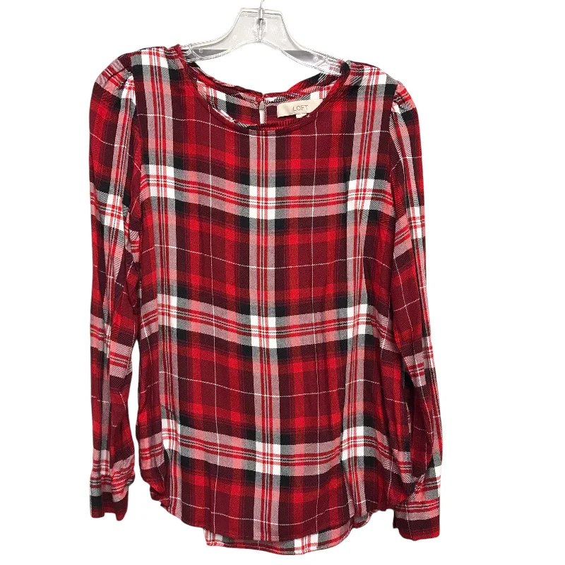 women's tops for layeringTop Ls By Loft In Plaid Pattern, Size:M