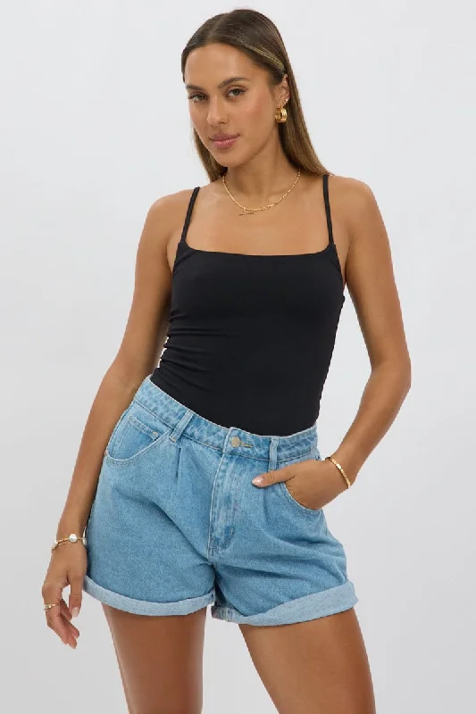 women's tops for those who want to create outfits that are both unique and memorableBlack Bodysuit Sleeveless Supersoft