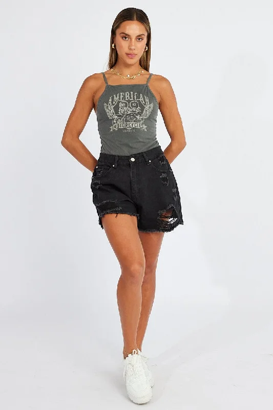 women's tops for those who want to make a bold fashion statement with their choice of topsGrey Graphic Bodysuit