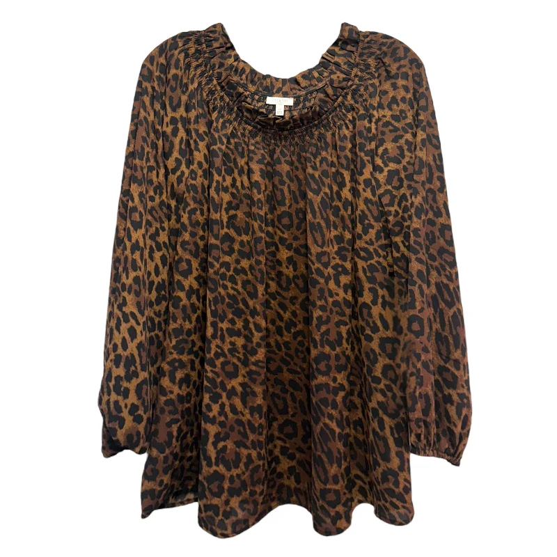 women's tops for those who want to make a bold fashion statement with their choice of topsSmocked Blouse By Talbots In Spectacular Animal Print, Size: 1X