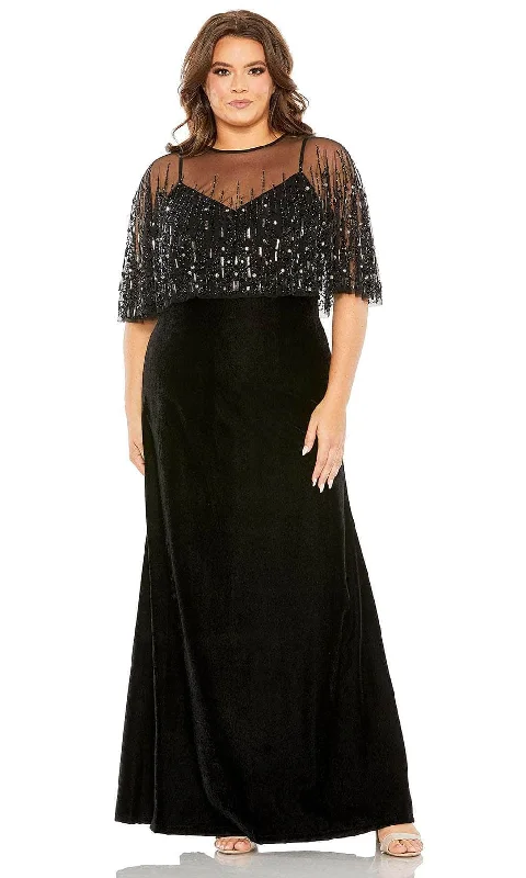 women's versatile dressesMac Duggal 9228 - Cape Sleeve Rhinestone Embellished Evening Dress