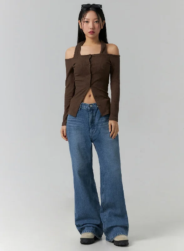 women's denim jeans with zippersWide Leg Jeans J12