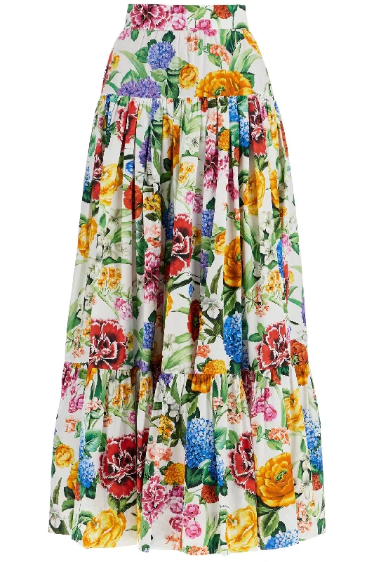 women's mini skirtsDolce & Gabbana Women's Maxi Skirt With High Waist In  Cotton Floral For Spring Summer