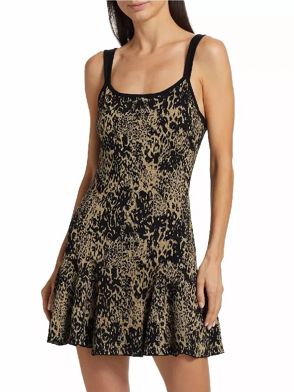 women's limited-edition dressesLidia Knit Sleeveless Mini Dress In Gold Leopard