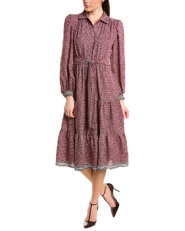 women's cold-shoulder dressesMax Studio Tiered Midi Shirtdress