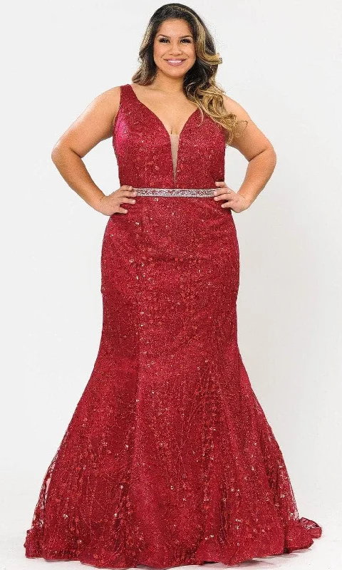 women's glam dressesPoly USA W1092 - Glitter Mermaid Evening Gown