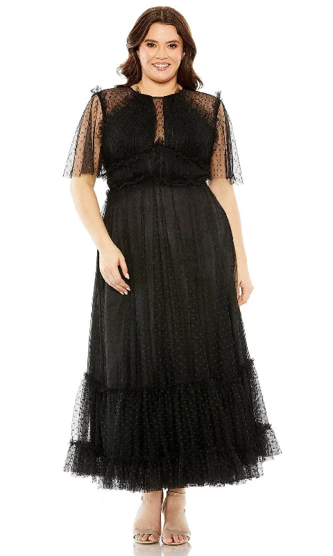 women's stylish dressesMac Duggal 68568 - Sheer Flutter Sleeve A-Line Evening Dress