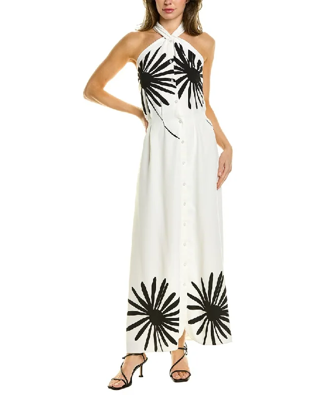 women's cotton dressesOscar de la Renta Halter Silk-Lined Midi Dress