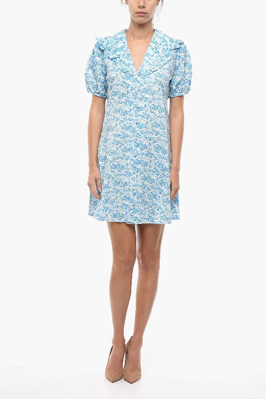 women's high-end dressesSamsoe Samsoe Floral-Motif JYTTA Minidress With Decorative Ruffle Collar