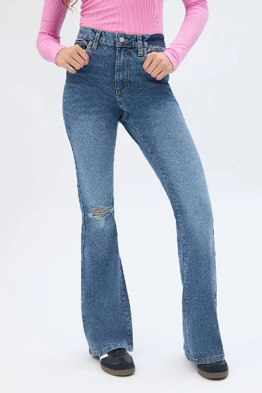 women's denim jeans for a glamorous eveningHigh Rise Flare Jeans