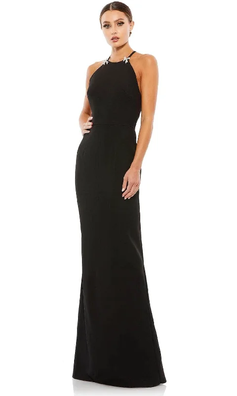 women's wrinkle-resistant dressesIeena Duggal A26618 - Halter Neck Column Evening Dress