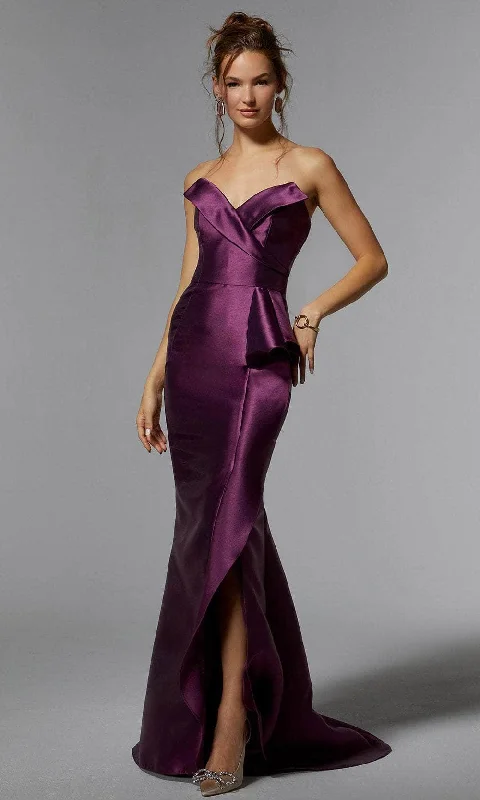 women's A-line dressesMGNY By Mori Lee 72927 - Strapless Satin Evening Gown