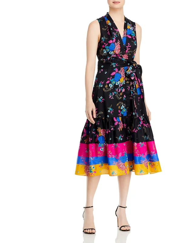 women's wrinkle-resistant dressesWomens Floral Long Midi Dress