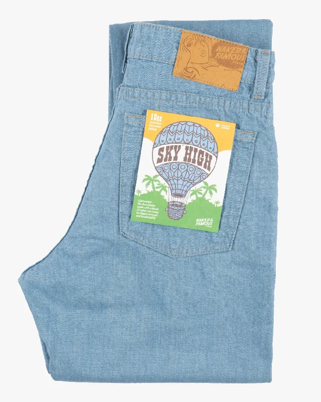 women's denim jeans with fake pocketsNaked & Famous Denim Max Womens Mom Jeans - Sky High Selvedge / Pale Blue