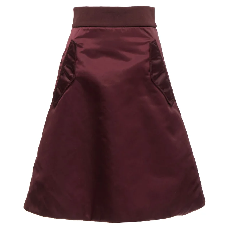 women's linen skirtsAcne Studios Pag Bomber plum nylon padded A-line skirt