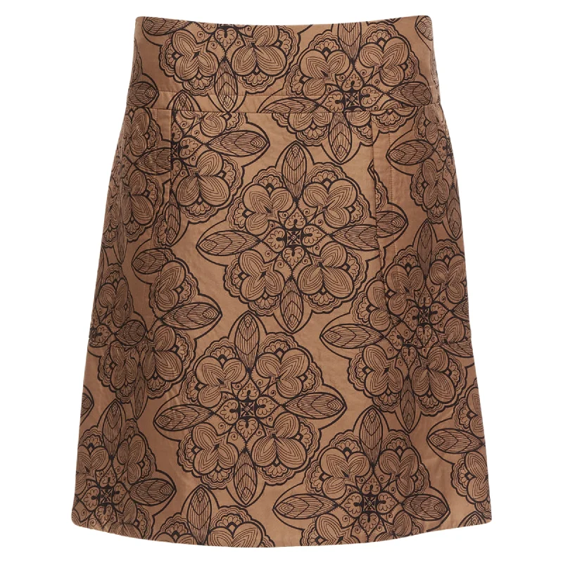 women's party skirtsMarni cotton silk blend floral illtration jersey lined skirt