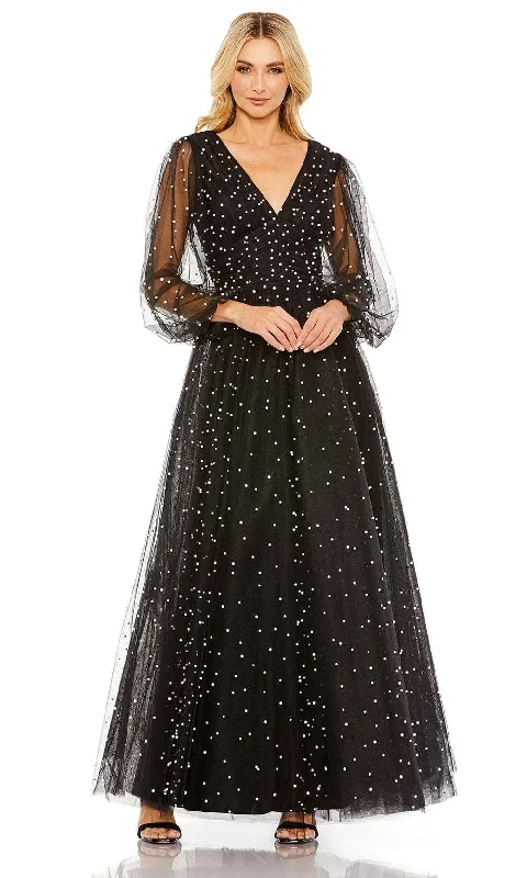 women's custom dressesMac Duggal 20746 - Sheer Long Sleeve V-Neck Evening Dress