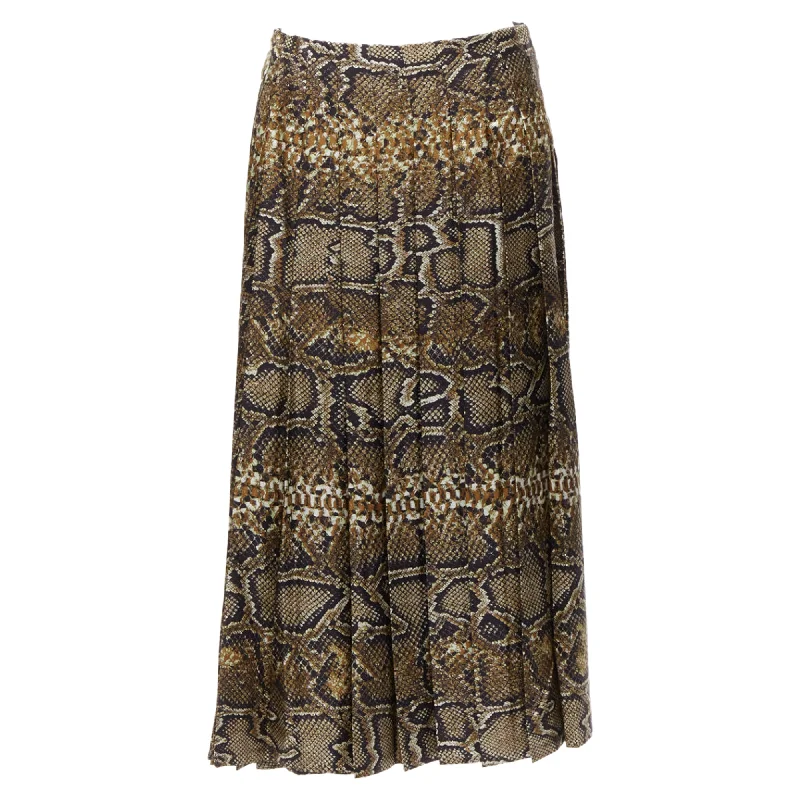 women's fitted skirtsVictoria Beckham silk animal print pleated midi skirt