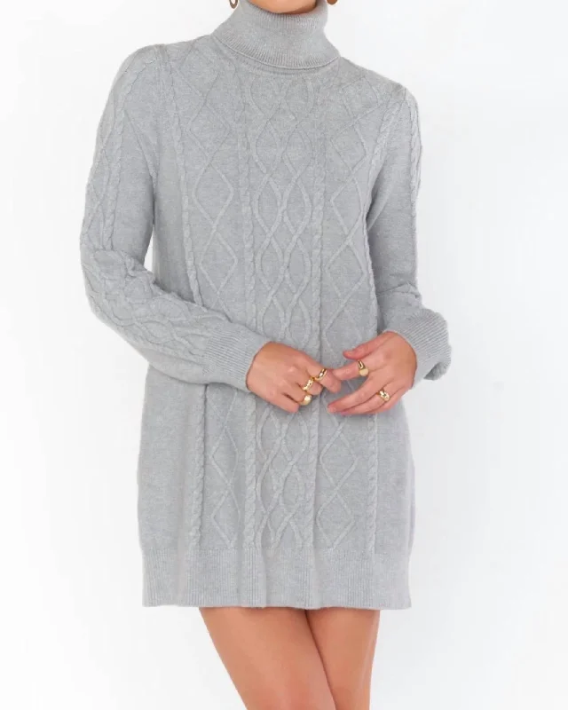 women's vacation dressesMontreal Mini Dress In Grey Cable Knit