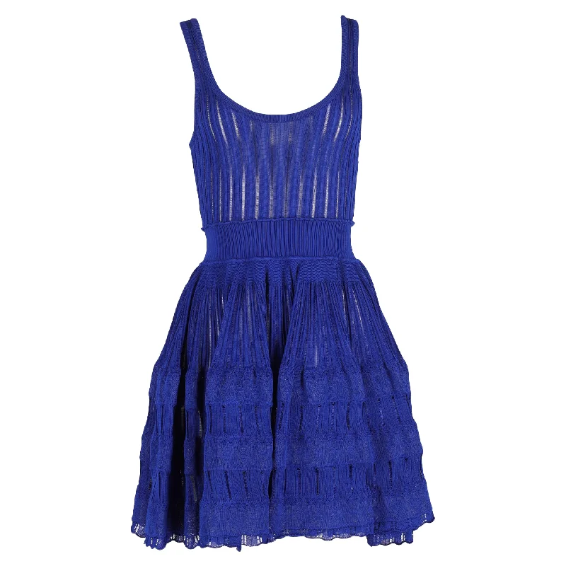 women's fair-trade dressesAlaïa Knitted Flared Mini Dress in Blue Viscose