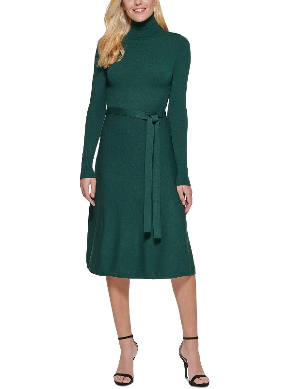 women's evening dressesWomens Turtleneck Midi Sweaterdress