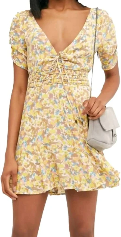 women's empire waist dressesForget Me Not Floral Mini Dress In Yellow