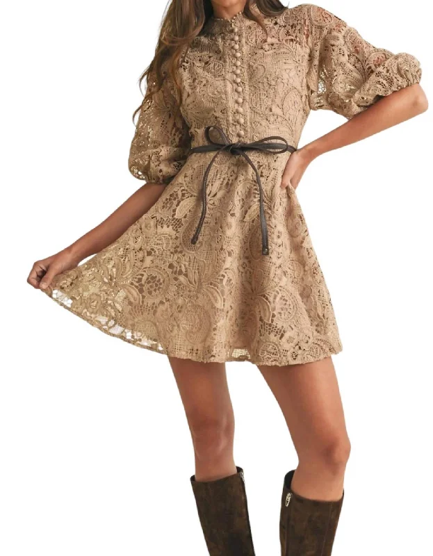 women's bespoke dressesRachel Lace Mini Dress In Beige