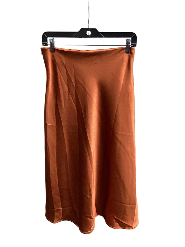 women's leather skirtsSkirt Midi By Shein In Orange, Size: M