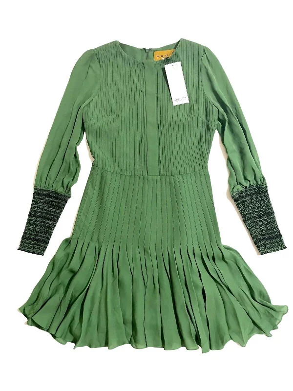 women's trendy dressesSilk Pleated Mini Dress In Green