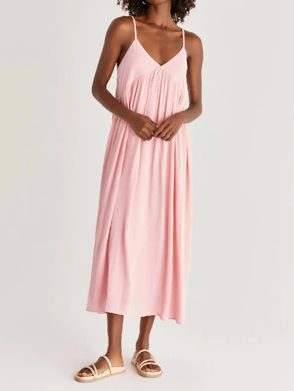 women's striped dressesAtlas Midi Dress in Guava