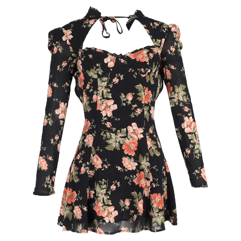 women's wrinkle-resistant dressesReformation Vivianne Floral Print Mini Dress in Multicolor Viscose