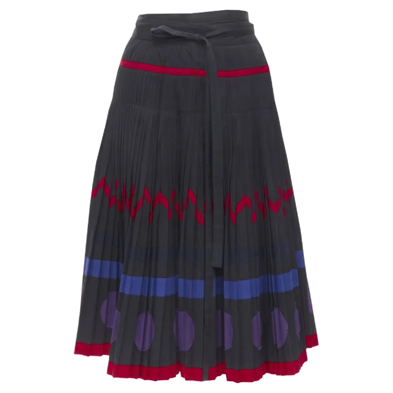 women's cotton skirtsComme Des Garcons geometric pattern pleated wrapped skirt