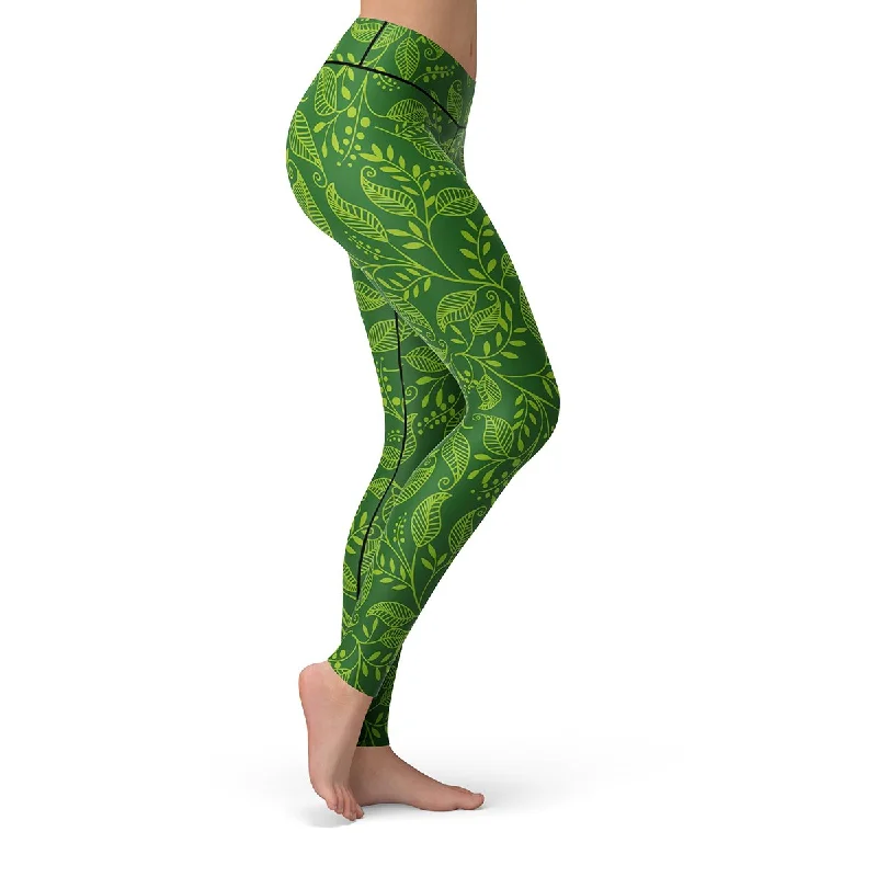 Green Leaf Leggings