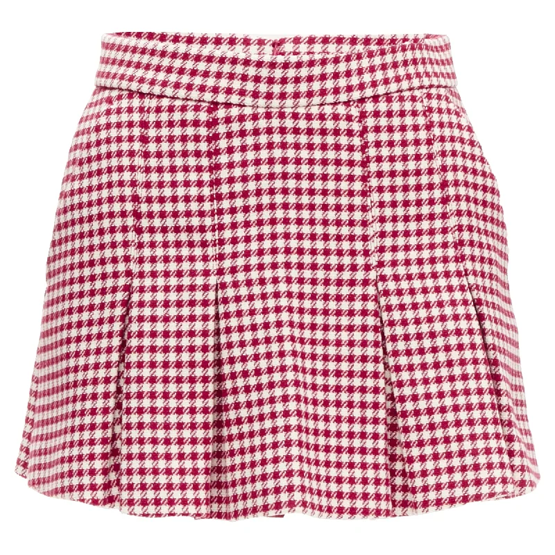 women's knitted skirtsValentino Garavani wool blend gingham pleated high waist skorts