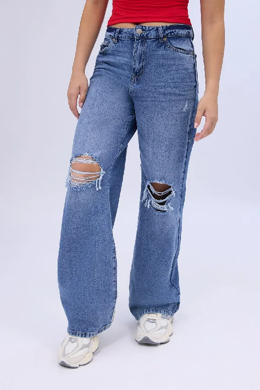 women's denim jeans with embroidered back pocketsSuper High Rise Wide Leg Jeans