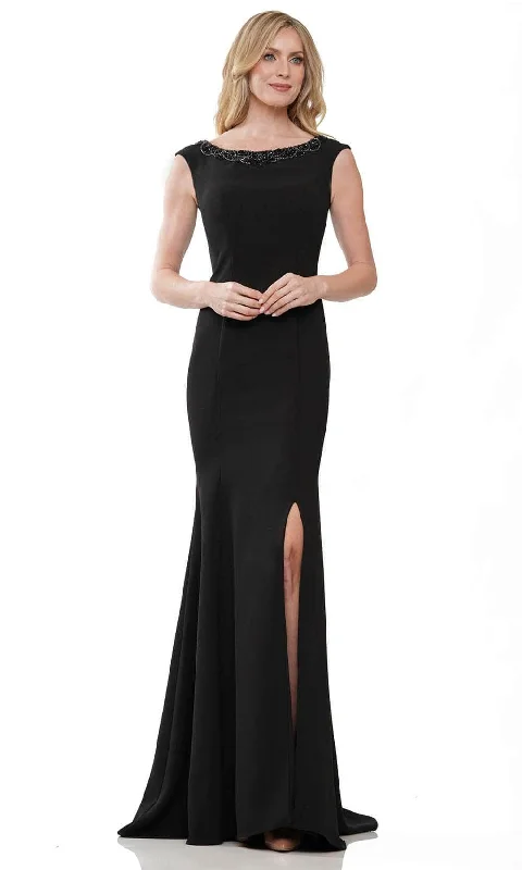 women's shift dressesMarsoni by Colors MV1247 - Beaded Cap Sleeve Evening Gown