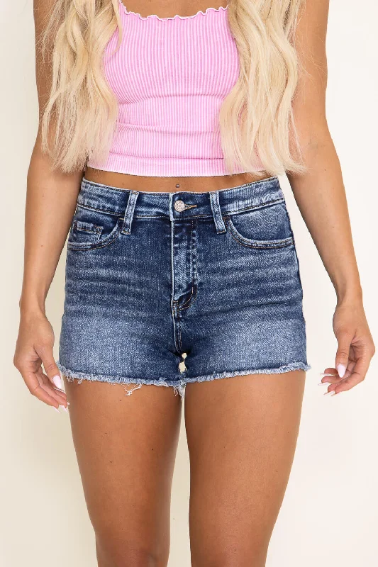 women's denim jeans with geometric patternsVervet Rebecca High Rise Mild Acid Denim Shorts for Women | V2892