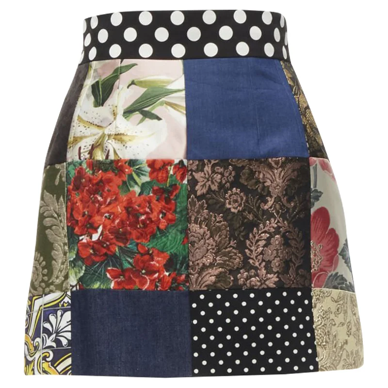 women's breathable cocktail skirtsDolce & Gabbana Patchwork floral jacquard short skirt