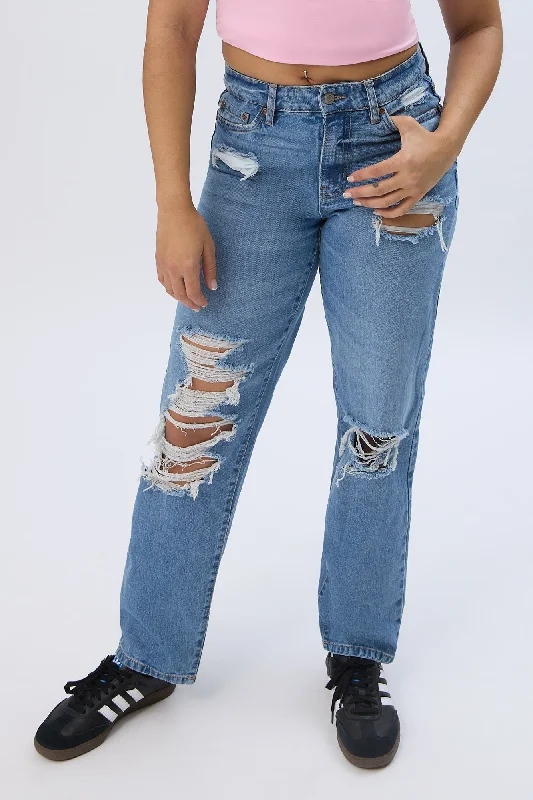 women's denim jeans with ripped kneesHigh Rise Baggy Jeans