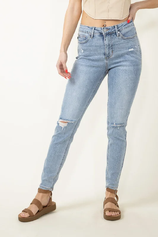 women's denim jeans for winterJudy Blue Mid Rise Distressed Skinny Jeans for Women | 88797-LT