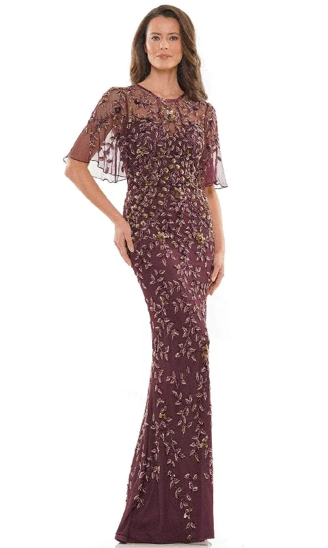 women's business casual dressesMarsoni by Colors MV1208 - Beaded Mesh Jewel Evening Gown